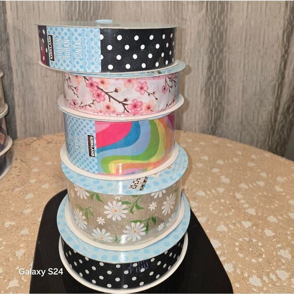 5 Pack Kirkland Wire Edged Pattern Ribbon 50 yrd x 1.5 new - Picture 6 of 8